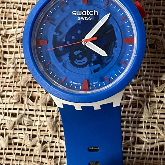 Swatch Watch NASA Big Bold Bioceramic Space Collection Blue and Red Watch - Picture 1 of 6